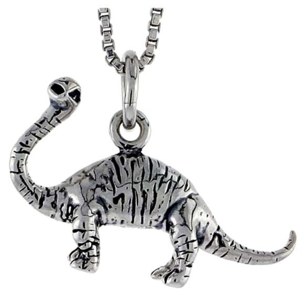 Sterling Silver Brontosaur Dinosaur Charm, 5/8"
